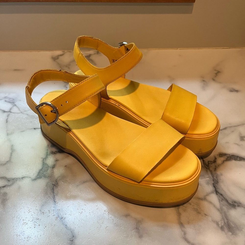 Sorel Yellow Platform Sandals